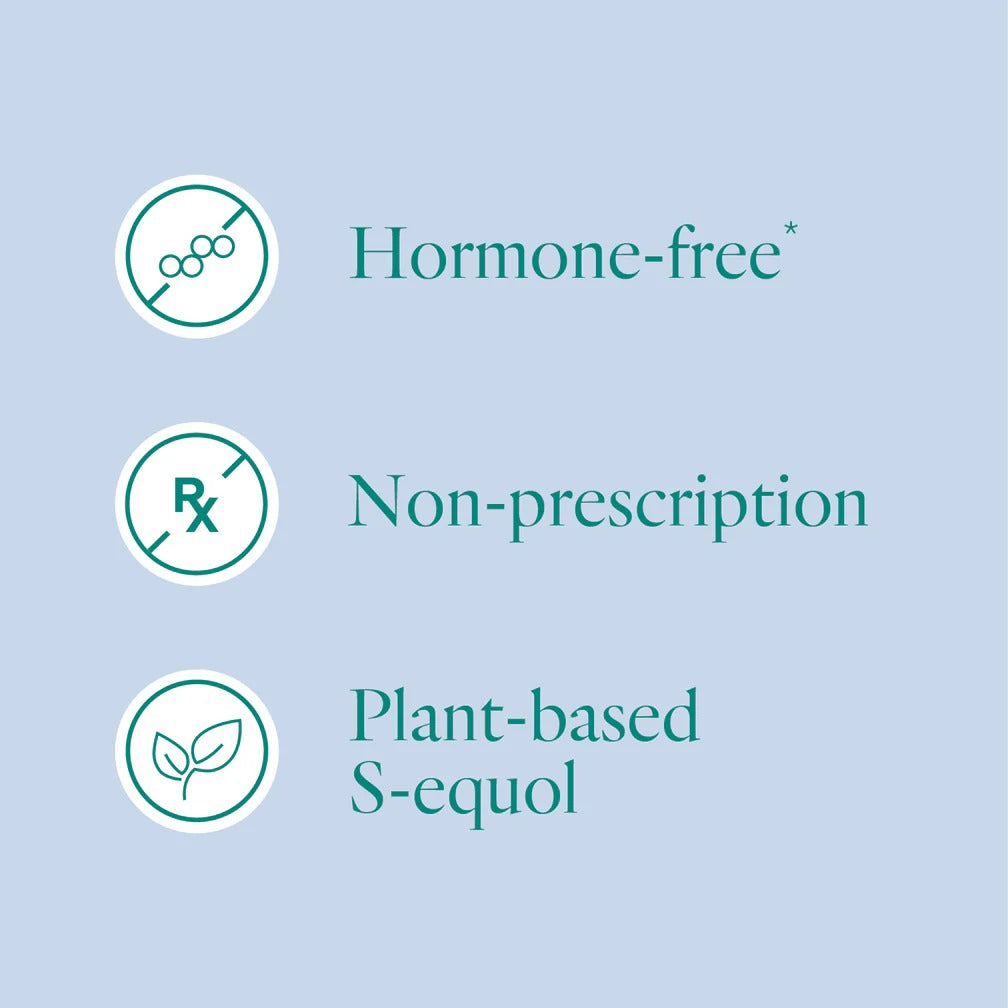 Equelle Multi-Symptom Menopause Relief Supplement for Women, Plant-Based S-Equol, Non-Hormonal & Non-Prescription, Fewer Hot Flashes, More Sleep, Relieves Muscle Aches, 60 Tablets