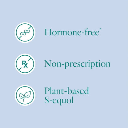 Equelle Multi-Symptom Menopause Relief Supplement for Women, Plant-Based S-Equol, Non-Hormonal & Non-Prescription, Fewer Hot Flashes, More Sleep, Relieves Muscle Aches, 60 Tablets